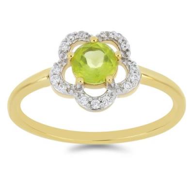 BUY PERIDOT FLOWER RING IN GOLD PLATED 925 SILVER 